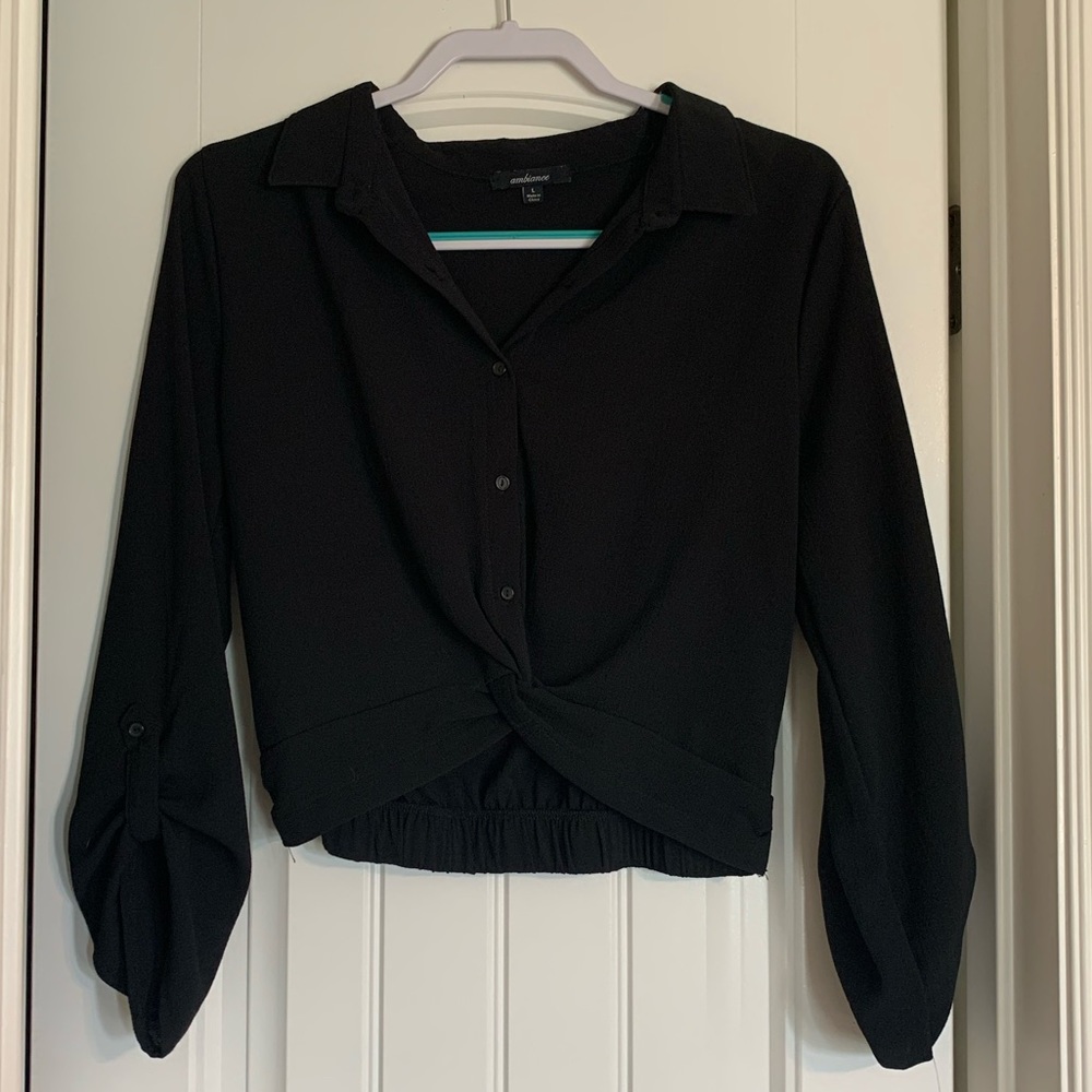 Black blouse crop top